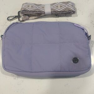 Lilac‎ Quilted Crossbody Bag with Patterned Strap